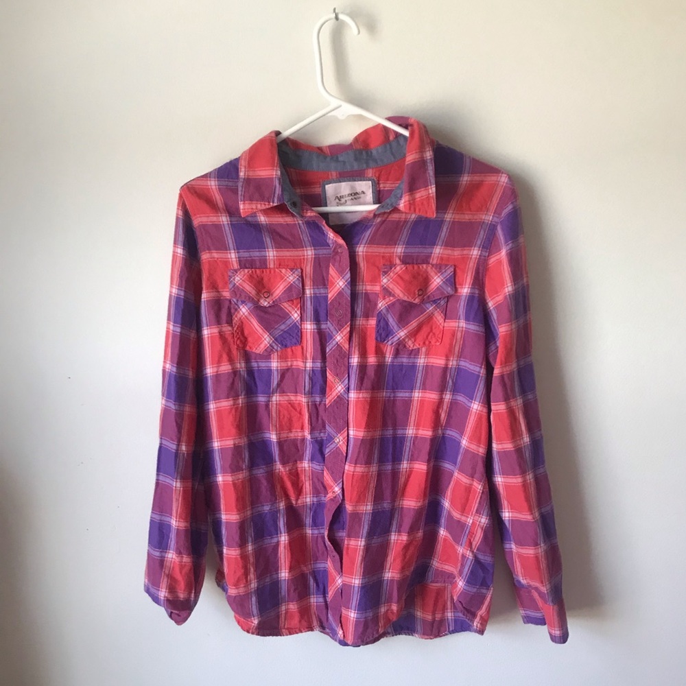 Purple and pink plaid T-shirt